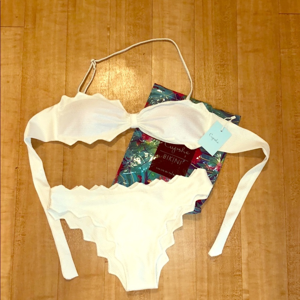 CupShe White lightly padded bikini set.